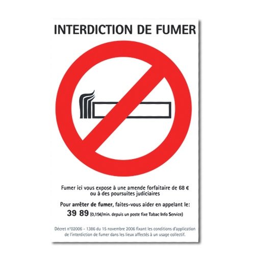 Affichage Interdiction de fumer 